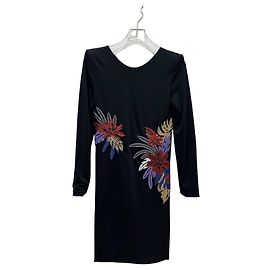 Autre Marque Robe courte Balmain Paris noire avec embellissements floraux Sz.38 d'occasion Autre