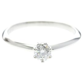 Autre Marque Tiffany Diamond Solitaire Band Ring Silvery
