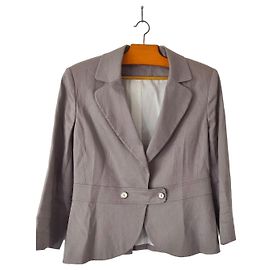 Blazer Caroll grigio in lino e viscosa Grigio