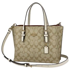 Sac à main 2-Way Coach en Beige et Blanc Blanc Beige