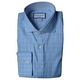 Charles Tyrwhitt Light Blue Checked Cotton Shirt - Extra Slim Fit