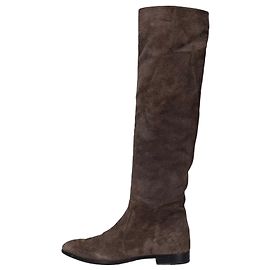 Botas de camurça castanhas Prada com bico fino e fecho EU 38 seminovas Outro