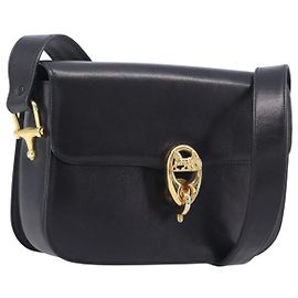 Céline CELINE Shoulder Bag Leather Black Gold Tone Altro