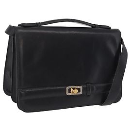 Céline CELINE Hand Bag Leather Black Gold Tone Altro