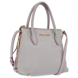 Miu Miu Hand Bag Leather 2way Gray Gold Altro