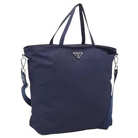 PRADA Bolso Tote Nylon 2way Navy Silver Otro