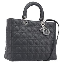 Christian Dior Lady Dior Handtasche aus Lammleder Canage 2way Grau Andere