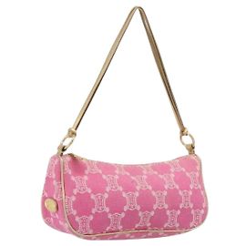 Céline CELINE Macadam Hand Bag Canvas Pink Gold Tone Andere