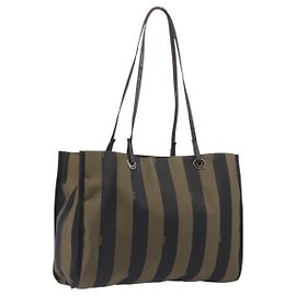 FENDI Bolsa Tote Pecan Canvas Black Khaki Outro