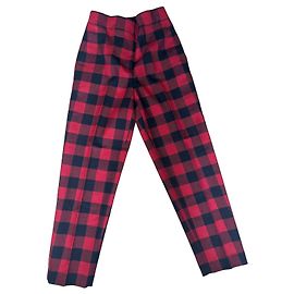Pantaloni Christian Dior a quadri rosso e nero in lana Nero Rosso