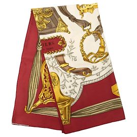 Foulard di seta Hermès Red Etriers 90 Rosso