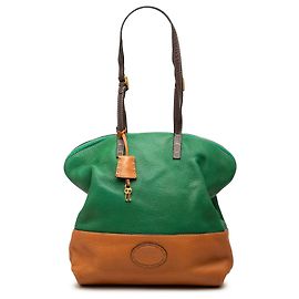Fendi Green Medium Leather 2Bag Colorblock Tote Green