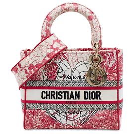 Dior Red DiorAmour Medium Embroidered Canvas Royale Lady D Lite Rouge