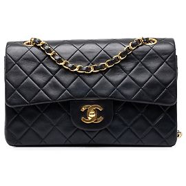 Chanel Black Small Classic Lambskin Double Flap Black