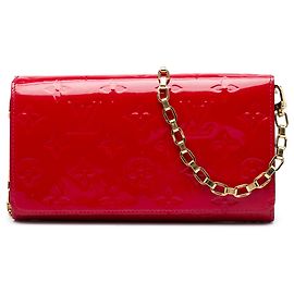 Louis Vuitton Red Monogram Vernis Chain Wallet Red
