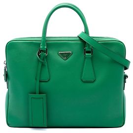 Prada Green Saffiano Business Bag Green