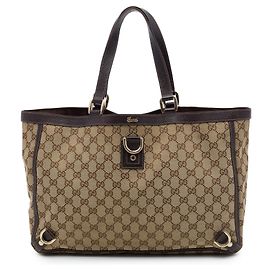 Gucci Abbey D Ring Tote aus beigem GG Canvas Beige