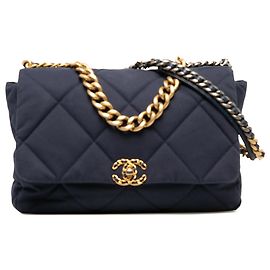 Chanel Blue Maxi Canvas 19 Flap Blue Navy blue