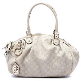 Bolsa Satchel Gucci Beige Guccissima Sukey Bege
