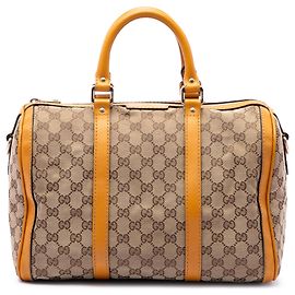 Bolsa Boston Gucci Joy Medium em tela GG bege Bege