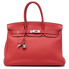 Hermès Red Clemence Birkin Retourne 35 Rouge