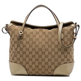 Gucci Bree Fold Over Tote Medium em lona GG bege Bege