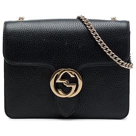 Gucci Bolsa Crossbody Interlocking G em couro de bezerro Dollar Small Preta Preto