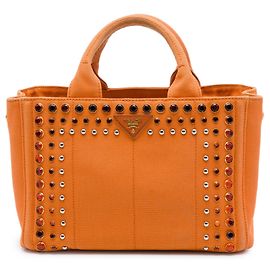 Prada Orange Small Canvas Canapa Bijoux Satchel Orange