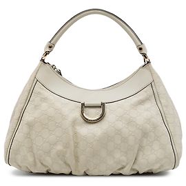 Bolsa de Ombro Gucci White Guccissima Abbey D Ring Branco