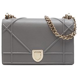Dior Gray Medium Grained Calfskin Diorama Flap Marron