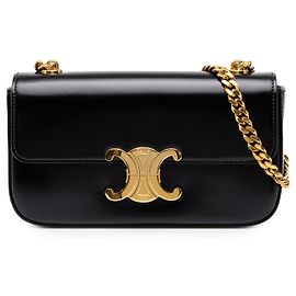 Céline Borsa a tracolla Celine Claude in pelle di vitello lucida nera con Triomphe Nero