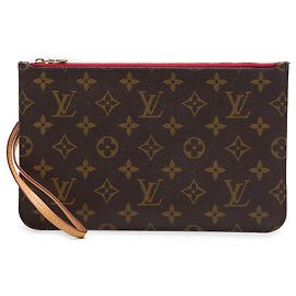 Louis Vuitton Brown Monogram Neverfull Pochette Marrone