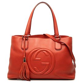 Gucci Orange Medium Calfskin Soho Working Tote Orange