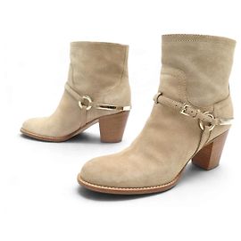 NEW CHRISTIAN DIOR ETRIER LOW BOOTS 36.5 BEIGE SUEDE Beige