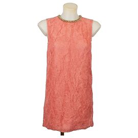 Elisabetta Franchi Vestido Mini de Encaje Coral Rosa Coral