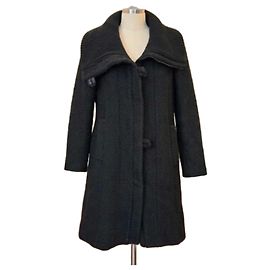 Mango Strickmantel Schwarz texturiert Schwarz