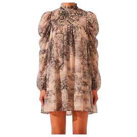 Autre Marque In The Style Toile de Jouy Mini-Kleid Grau Dunkelblau