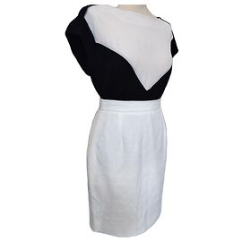 Christian Lacroix Jupe Crayon Blanche Tramée Blanc