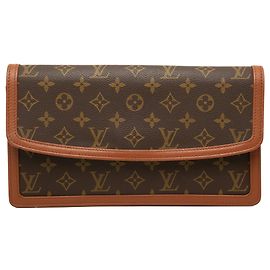 Brown Louis Vuitton Monogram Pochette Dame GM Clutch Bag Brown