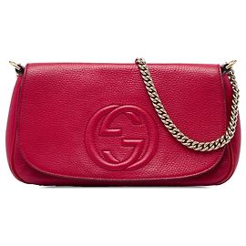Bolsa Tiracolo Soho Chain Gucci Medium em Pele de Bezerro Vermelha Vermelho