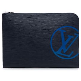 Pochette Jour GM Clutch Bag Louis Vuitton Epi Initials Circle Bleue Bleu