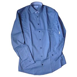 Autre Marque Charles Tyrwhitt Micro-pattern Cotton Long Sleeve Shirt Dark blue