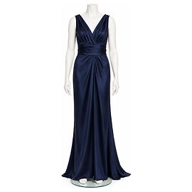 Vera Wang Navy Blue Satin Evening Gown Dark blue