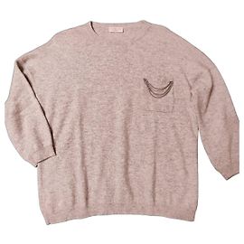 Brunello Cucinelli Pull en Cachemire avec Détail Chaîne Gris