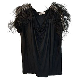 Emilio Pucci Top con Piume e Cristalli Nero
