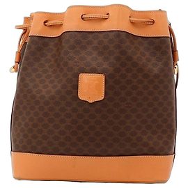 Céline Celine Borsa a Secchiello Monogram in Pelle Marrone Marrone