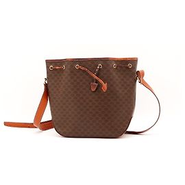 Céline Bolsa Bucket Monogram em Couro Castanho Marrom