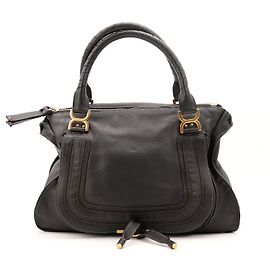 Chloé Marcie Leather Handbag in Black Black