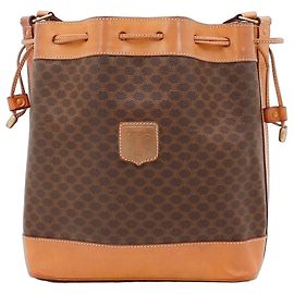 Céline Celine Bolsa Saco Monogram Canvas e Couro Marrom