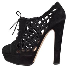 Valentino Black Suede Ankle Boots - EU 39 Pre-owned Other
